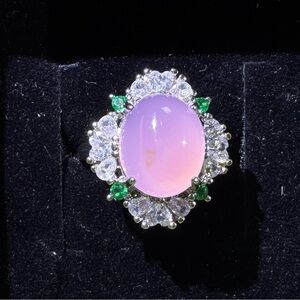 Elegant Pink and Green Gemstone Ring
